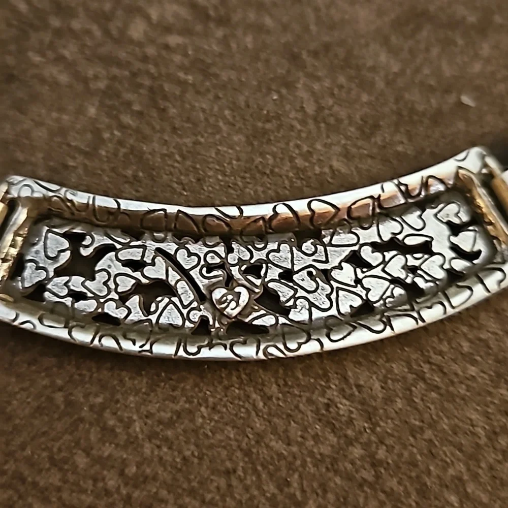 BRIGHTON Silver Plated Deco Lace Scroll Bib Chain Castlecore Necklace